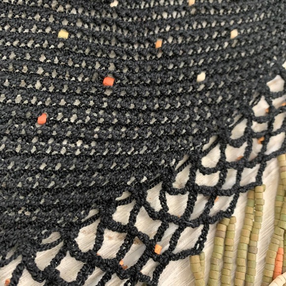 Vintage Crocheted Scarf/Wrap with Beaded Fringe (HG) - Picture 5 of 6